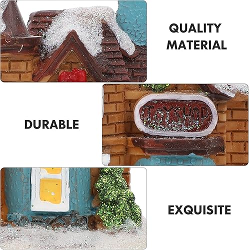 Miniatura 9 de ABOOFAN Juego de 6 piezas de aldea de Navidad iluminadas con LED, casas de pueblo de Navidad preiluminadas, diminuta resina coleccionable, edificio