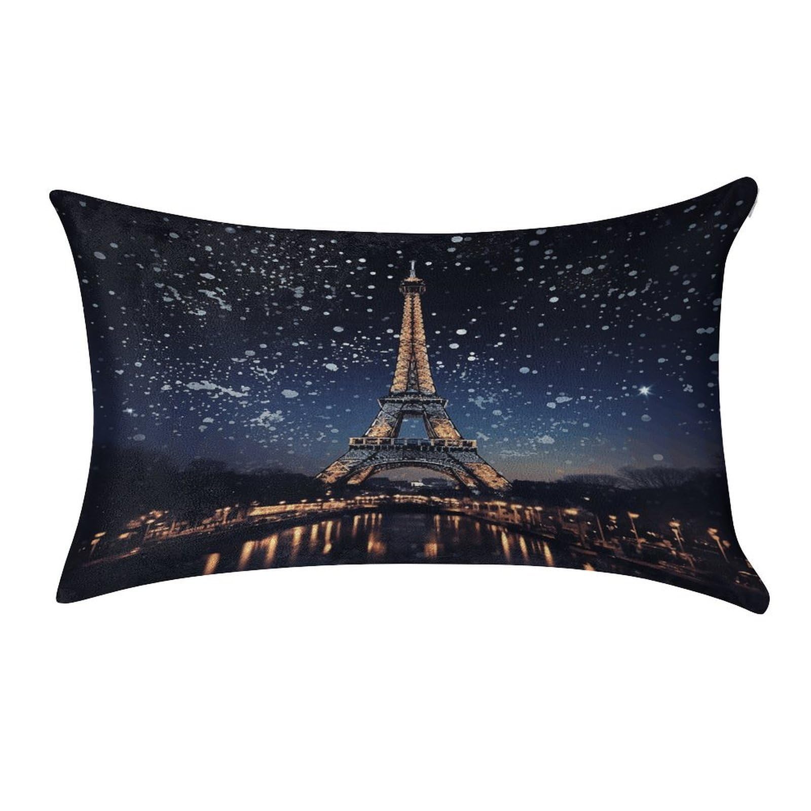 VstaDank Night Paris Eiffel Tower Throw Pillow Cover 12"×20" Ultra Soft Pillowcase Cozy Lumbar Pillow Shell Gold Velvet Exquisite Decorative Cushion Sham Protector for Couch Sofa Bedroom