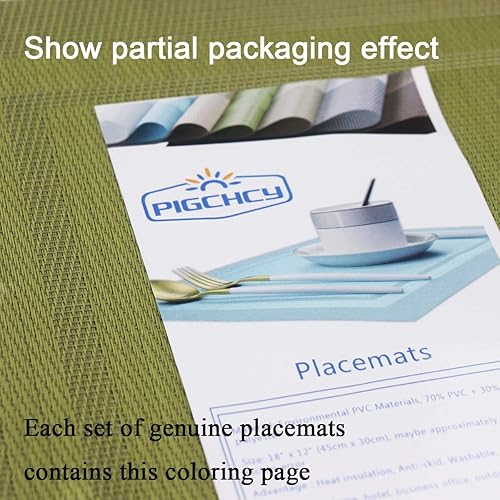 Miniatura 6 de PIGCHCY Manteles individuales lavables de vinilo, elegantes manteles individuales resistentes al calor para mesa de comedor, juego de 4 unidades,