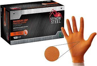 Venom Steel Orange Nitrile Gloves,