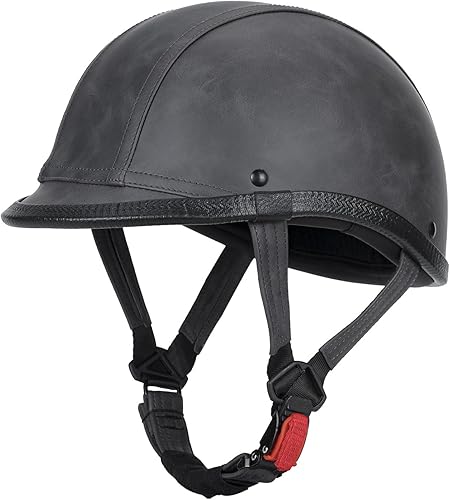 Miniatura 4 de Casco de motocicleta de cuero hecho a mano, casco retro de media cara para adultos, hombres y mujeres, casco ligero abierto 12 vintage para