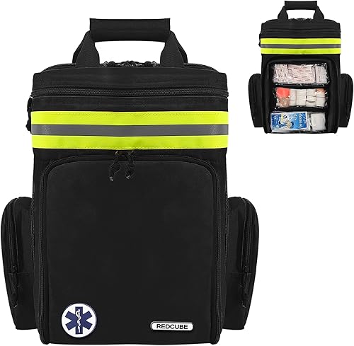 REDCUBE Mochila de primeros auxilios, mochila médica de emergencia vacía, kit de trauma, bolsa de primeros auxilios para EMT, paramédicos, color