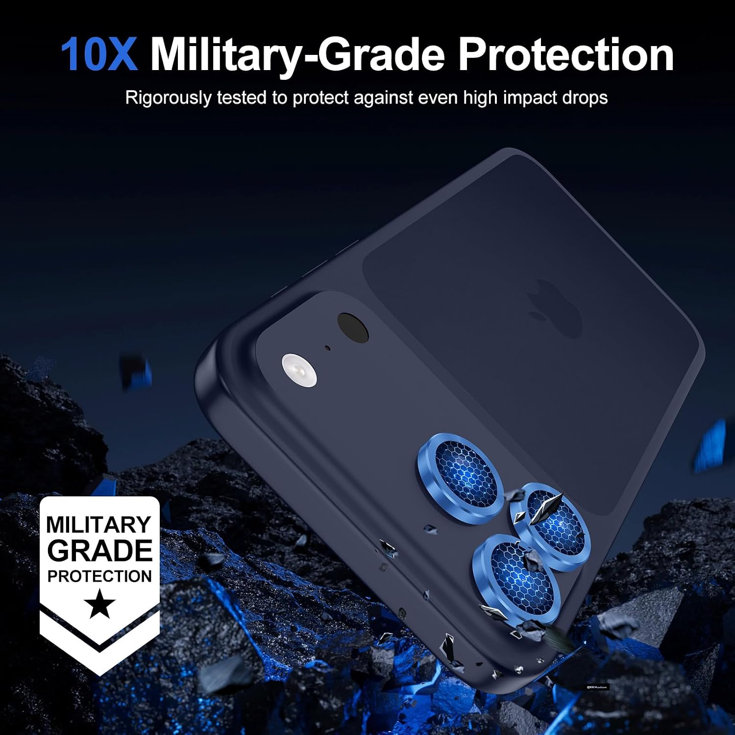 for iPhone 17 Pro/iPhone 17 Pro Max Camera Lens Protector, Individual Metal Ring Tempered Glass Lens Cover,[Strong Adsorption] Scratch Resistant Thin HD Clear Lens Cover,1 Set-Deep Blue image 5