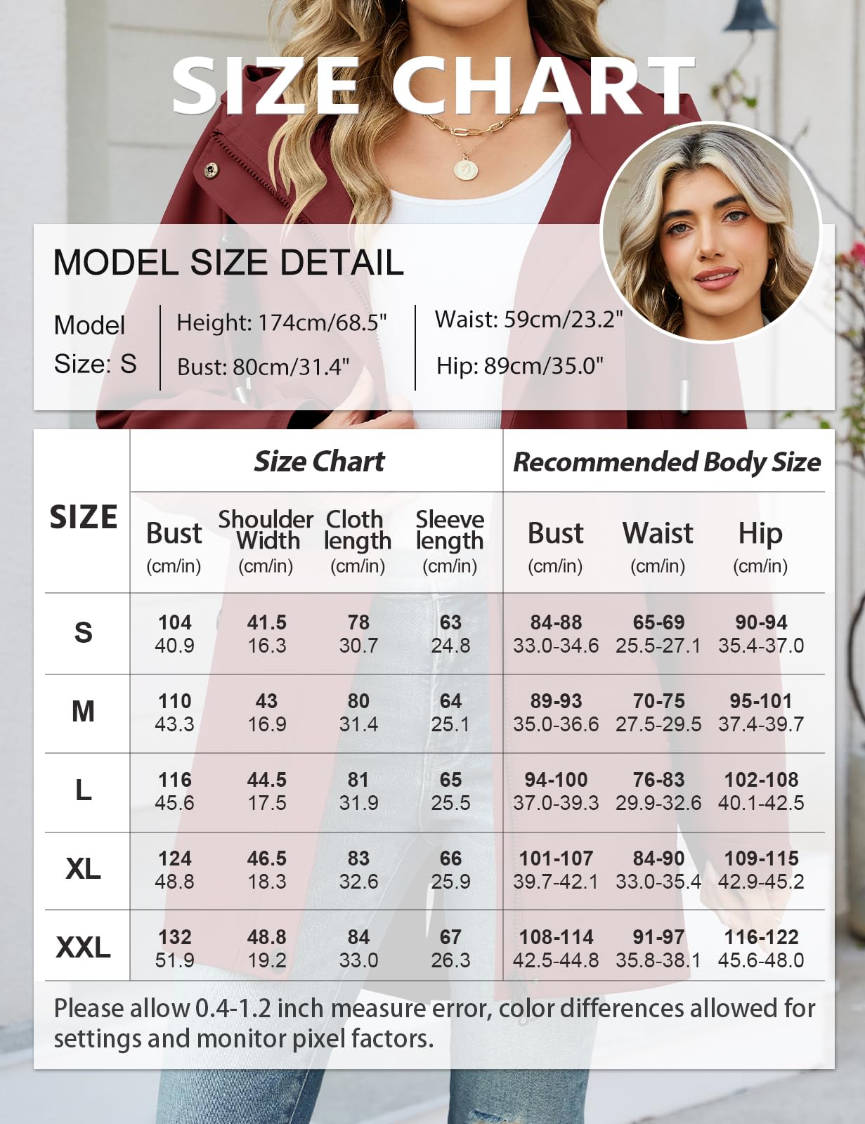 CMTOP Veste Femme mi Saison Softshell Imperméable, Coupe-Vent Parka à Capuche Amovible, Décontracté Longue Blouson Légère Manteau avec Poches pour Printemps et Automne