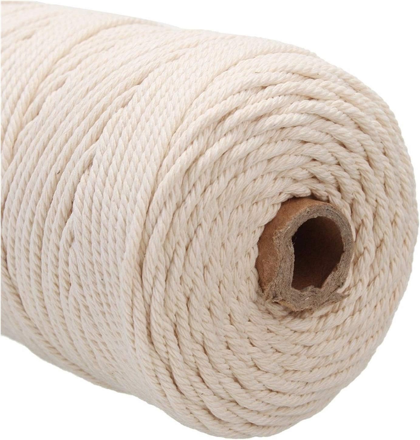 Cordón de macramé 200 m Cordón de algodón Blanco Cuerda torcida Beige Cuerda de macramé Artesanal Suministros Decorativos para el hogar Hechos a Mano DIY 3 mm, 2 mm Beige