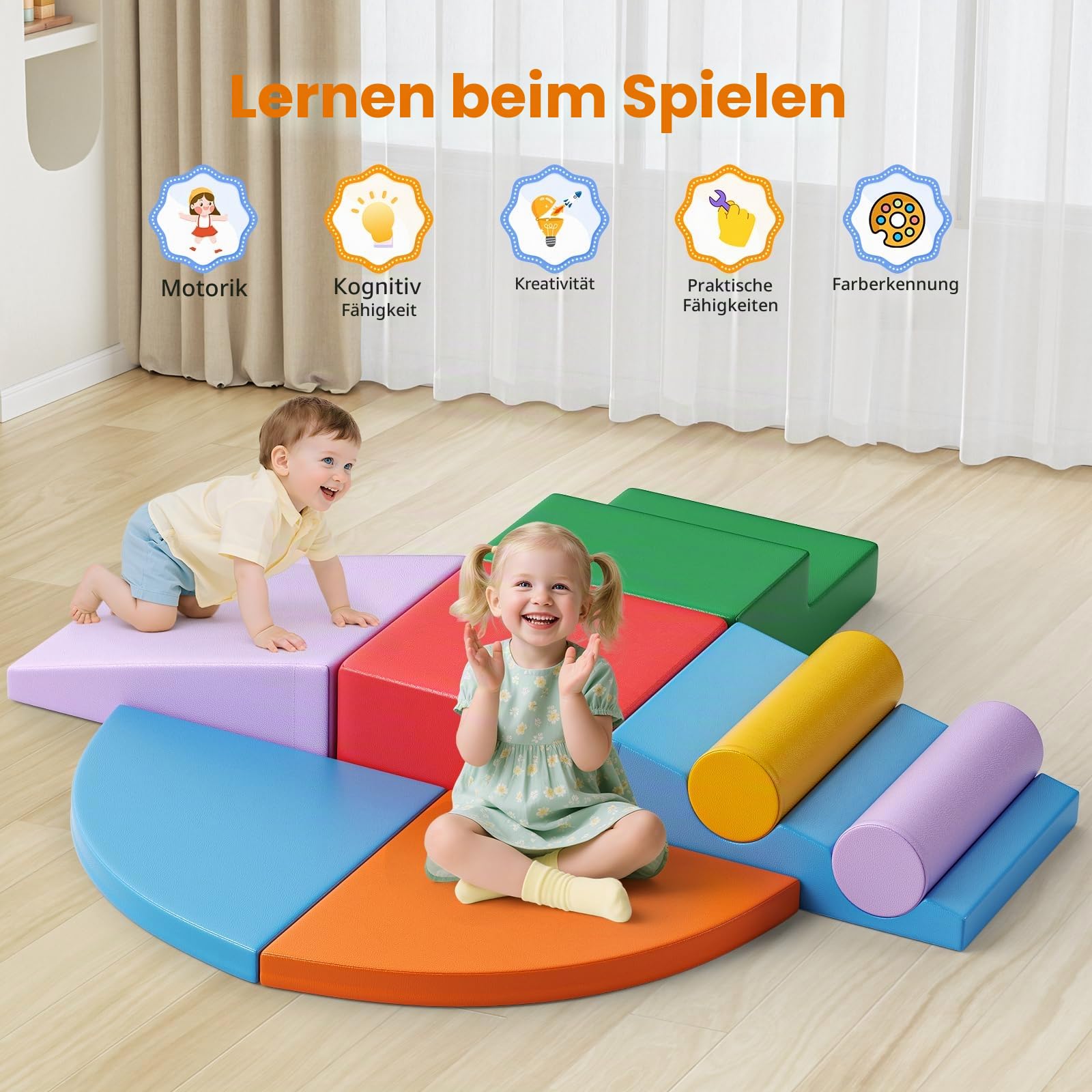8p-weiße Kletterblöcke für Babys, Baby-Kletterblöcke, kratzfester PU-Bezug, leicht zu reinigen, versteckter Reißverschluss, hochelastischer Schaumstoff, weiches Spielset für Kinder