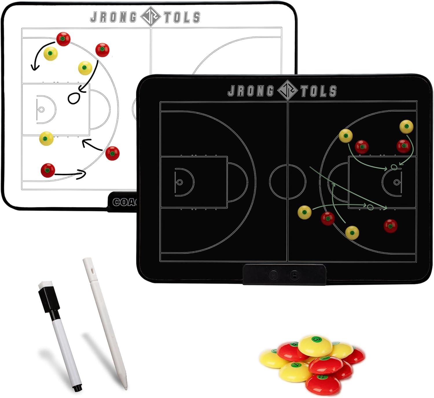 Double-Sided Electronic Coaching Board 15.5 Inch LCD Screen Basketball Tactical Coach Board with Stylus Pen, Dry Erase Pen and Eraser, Magnets for Training Teaching