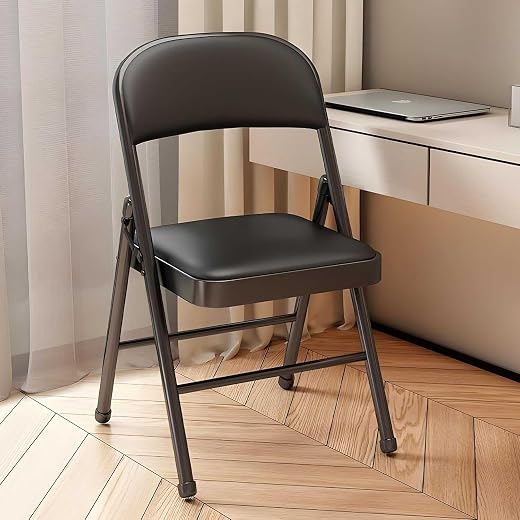 DPI Metal Folding Chair with Super Soft Cushion Seat Upholstered Leatherette for Space-Saving Design for Home, Office, and...