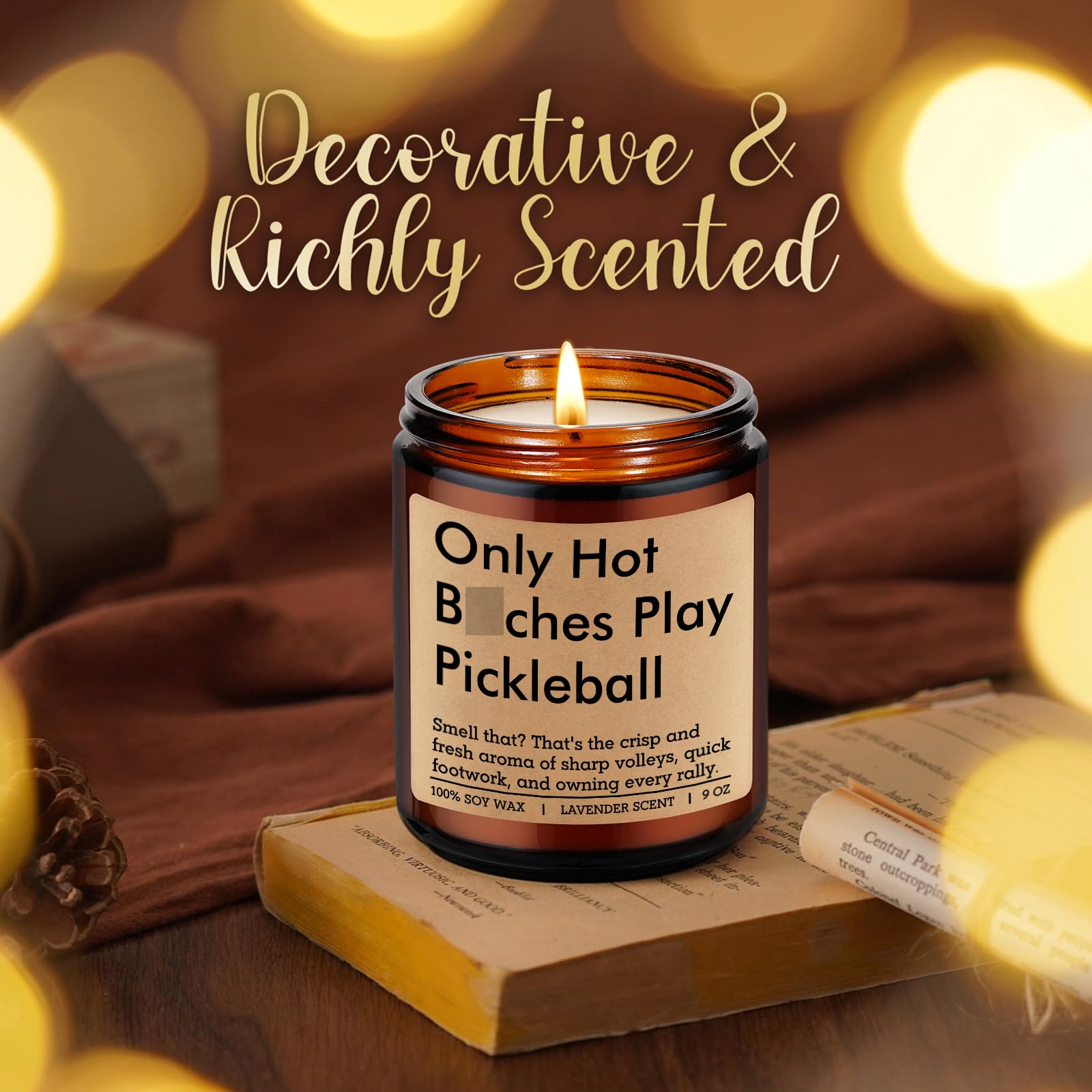 LEADO Candle - Gifts for Pickleball Lovers, Players, Pickleball Gifts for Men, Women - Cool Fathers Day, Birthday Present for Pickle Ball Dad, Mom, Friend, Husband, Wife - Pickle Ball Accessories