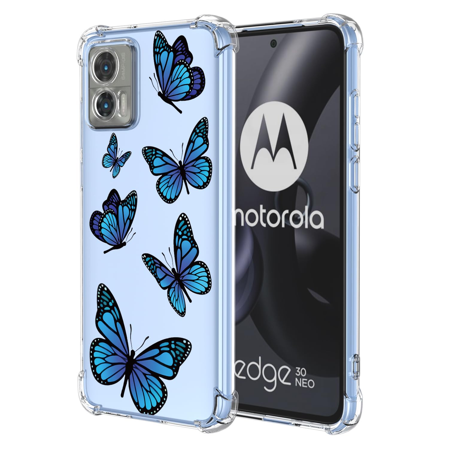 JNRXYJX Floral Case for Moto Edge 30 Neo Case, Motorola Edge 30 Neo XT2245-1 Case Clear TPU Animal Slim Cute Cover Transparent Soft Bumper Protective