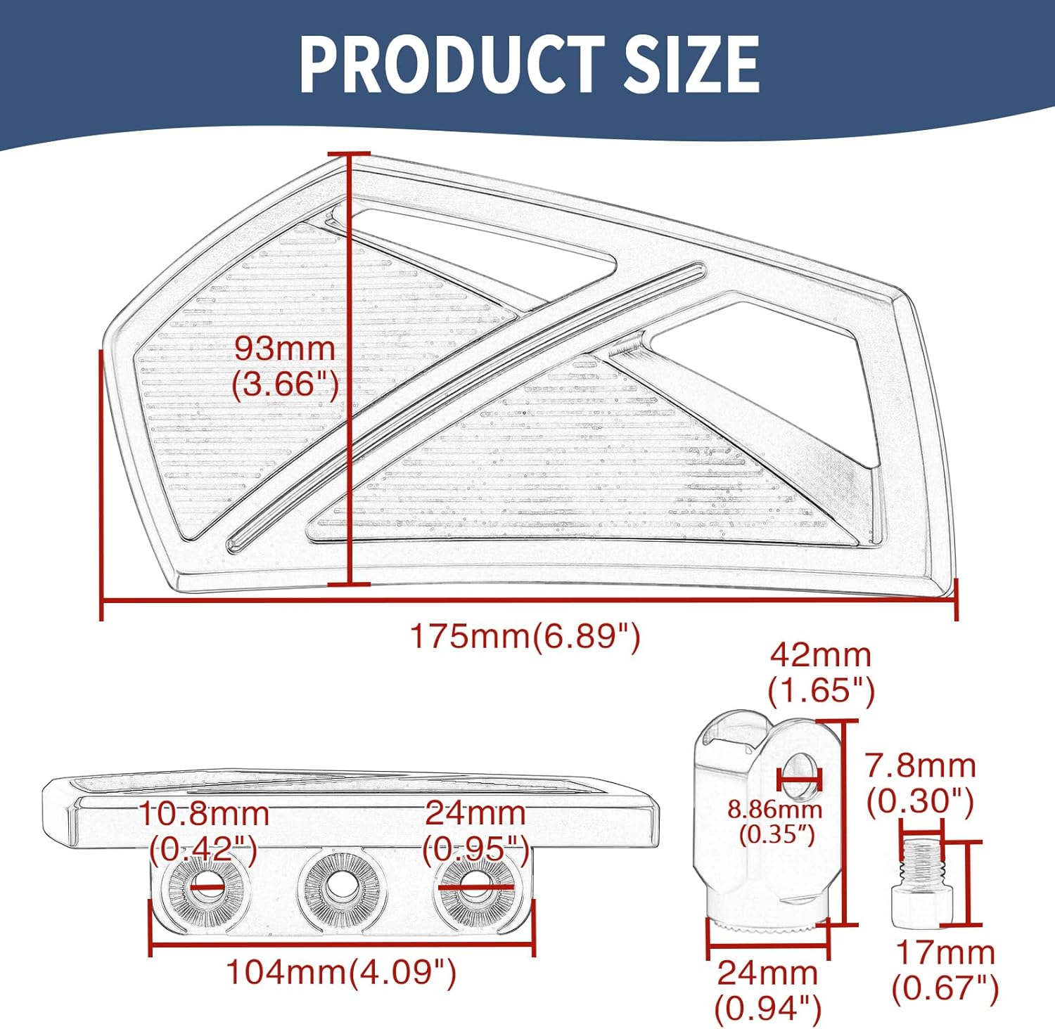 Motorcycle Mini Floorboards Phantom Front Foot Pegs Fit for Honda Shadow VT750 VT600C/CD VLX Deluxe Shadow VT1100C/C2 VTX1300C VTX1800F/C VT1300C Magna VF750C Sabre VF1100S V65 (Black)
