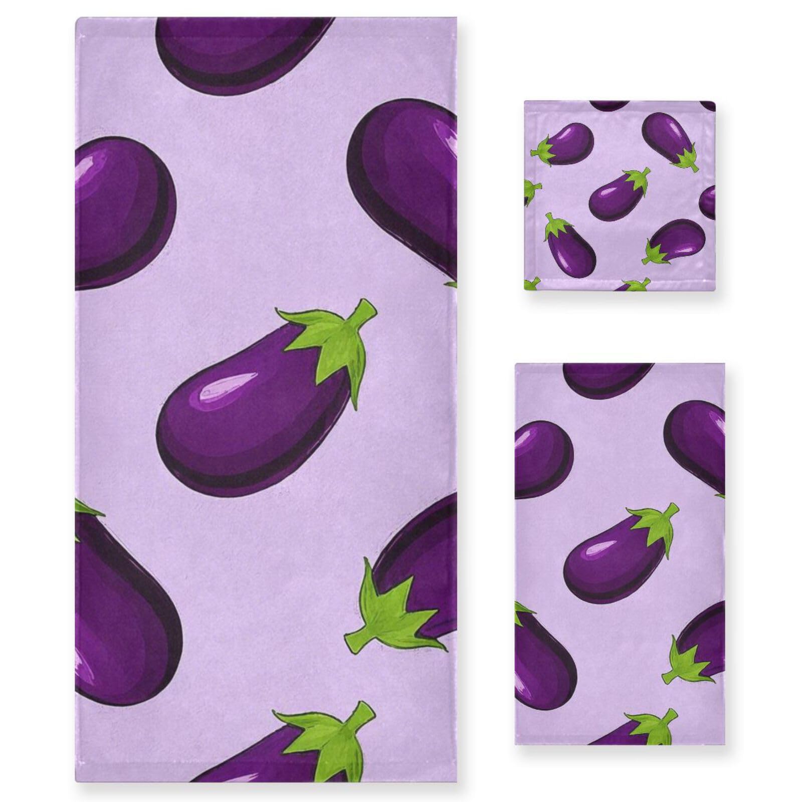 Set di 3 asciugamani decorativi per il viso, viola melanzana, 1 asciugamano da bagno, 1 asciugamano per le mani, 1 panno per la casa, cucina, hotel, palestra, nuoto, spa