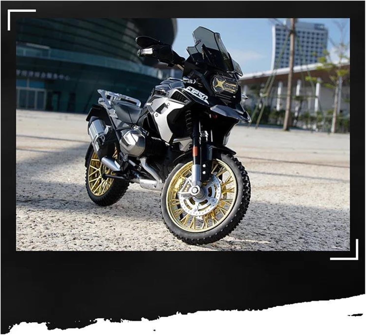 HASCBUYC 1/10 Compatible with R1250 GS ADV Metal Diecast Racing Motorcycle - Precision-Crafted Craft with Sound & Light, Convertible Fairing & Removable Guards for Motorsport Enthusiasts Gift(Black)