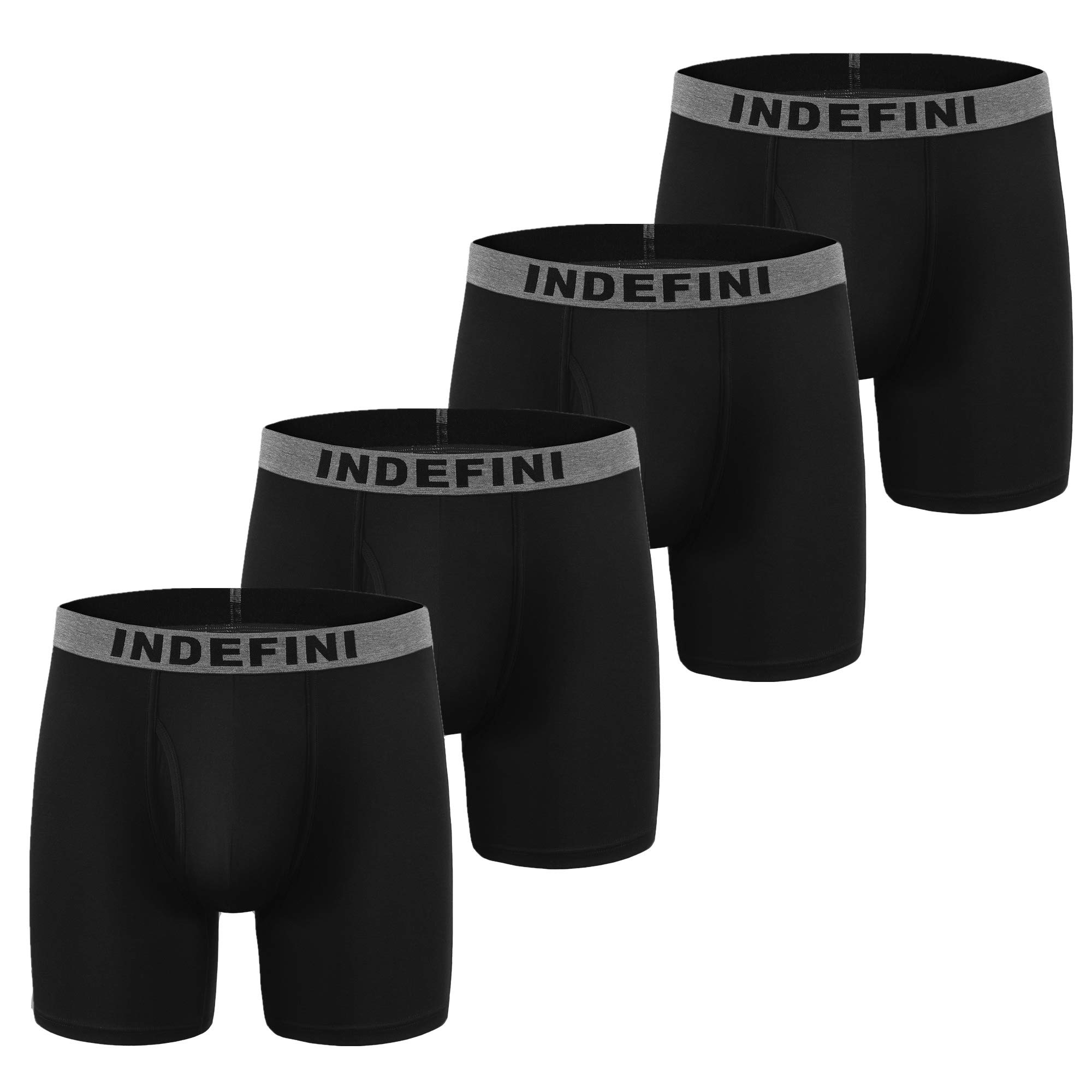 Indefini Men's Underwear Boxer Briefs Micro Modal Boxer Briefs Trunks Men Pack Fly, 4 Pack (Black, M)
