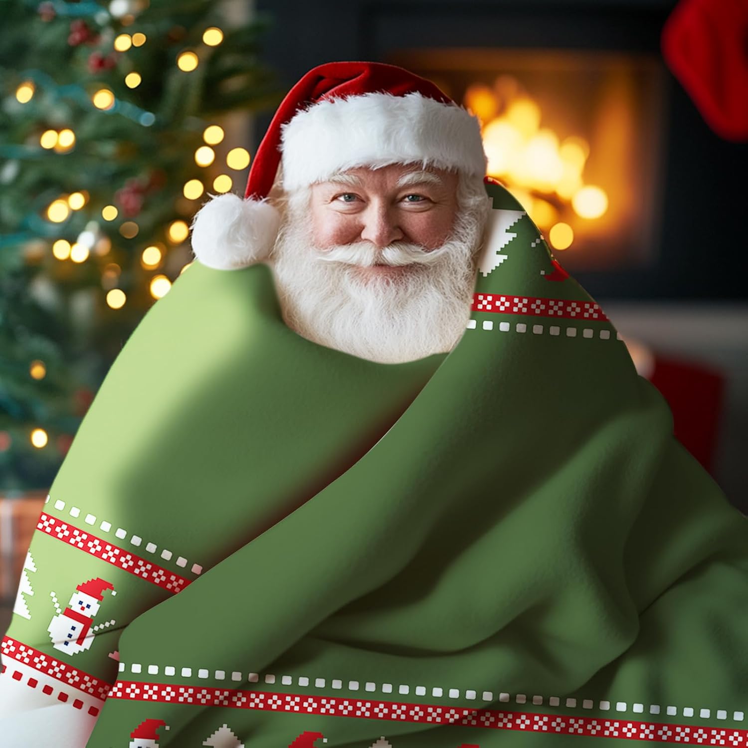 Green Christmas Snowman Flannel Throw Blanket, Xmas Tree Birthday Gifts for Kids Men Women, Winter Holiday Soft Blankets for Bedding Sofa 50 x 60 Inches - Image 6