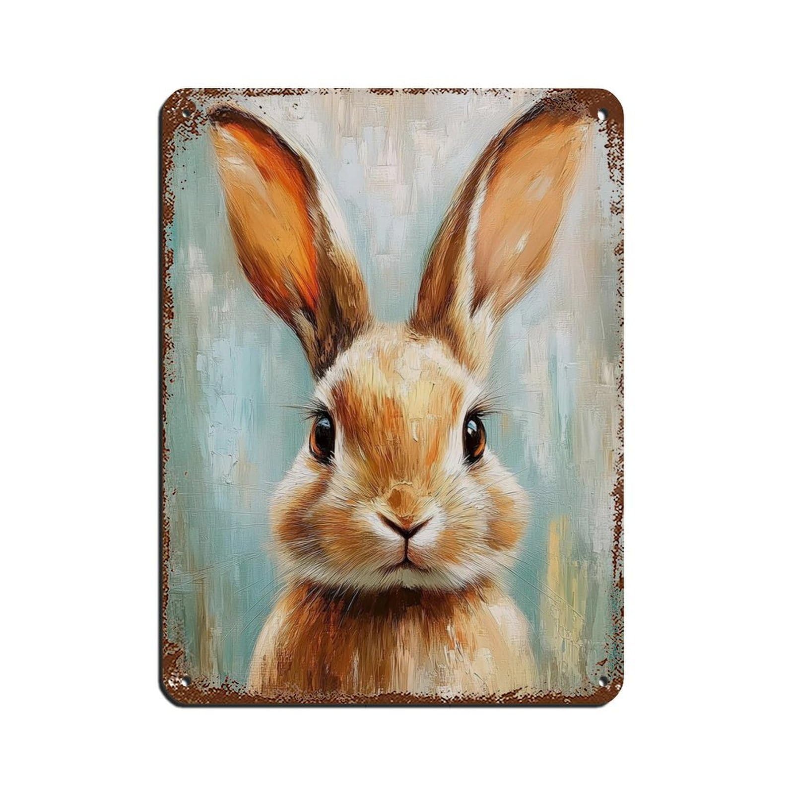 Spring Bunny Rabbit, Vintage Spring Decor Tin Sign Vintage Metal Pub Club Cafe Bar Home Wall Art Decoration Poster Retro 12x16inch(30x40cm)
