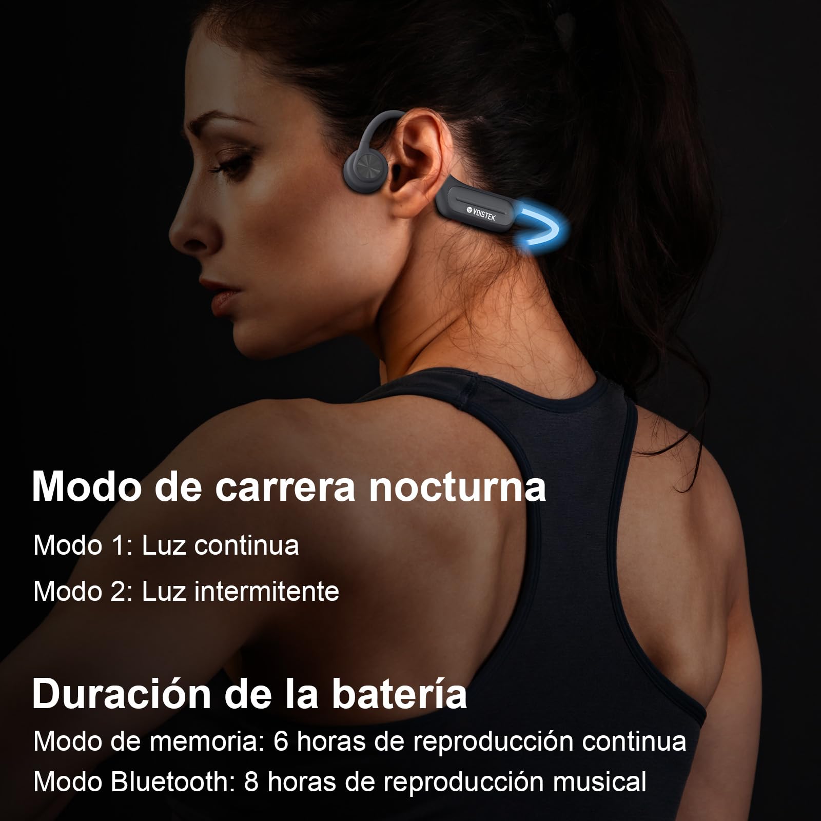Voistek Auriculares de Conducción Ósea, Bluetooth 5.3 IP68 Impermeables, Reproductor MP3 de 32GB, Deportivos de Oreja Abierta Inalámbricos para Nadar, Correr, Andar