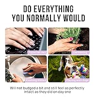 Vista 5 de BTArtbox - Uñas postizas cortas a presión, uñas postizas de gel suave con pegamento para uñas, puntas de uñas reutilizables de almendra, uñas opacas