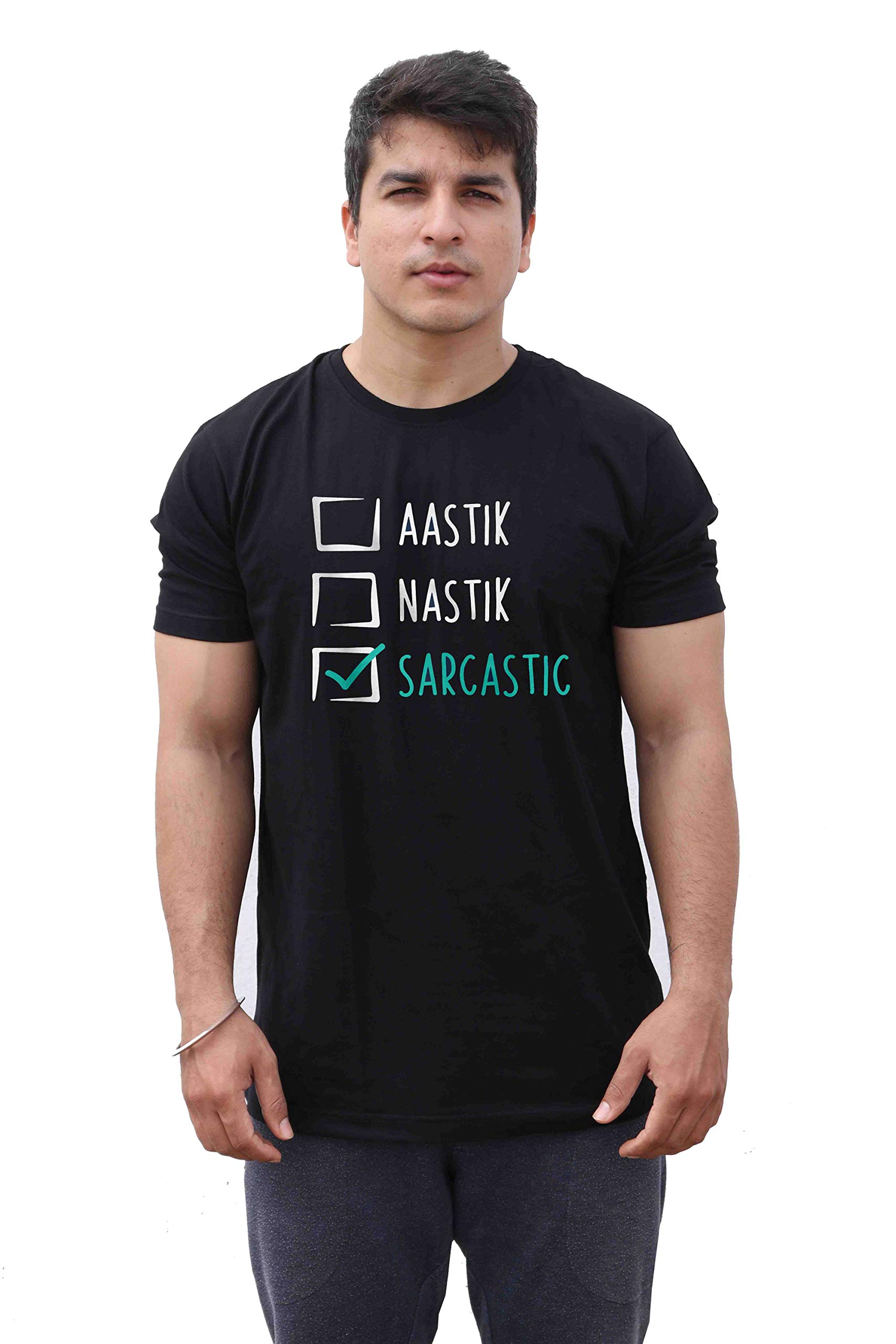 Genericthreadmonk Cotton Mens Aastik Nastic Sarcastic Printed Half