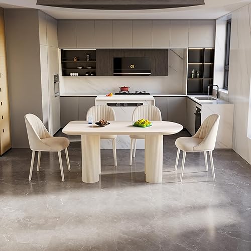 Miniatura 10 de Guyii Mesa de comedor de 54.52 pulgadas, mesa de cocina moderna para 6 personas, mesa de comedor interior para cocina, bar, sala de estar, espacio