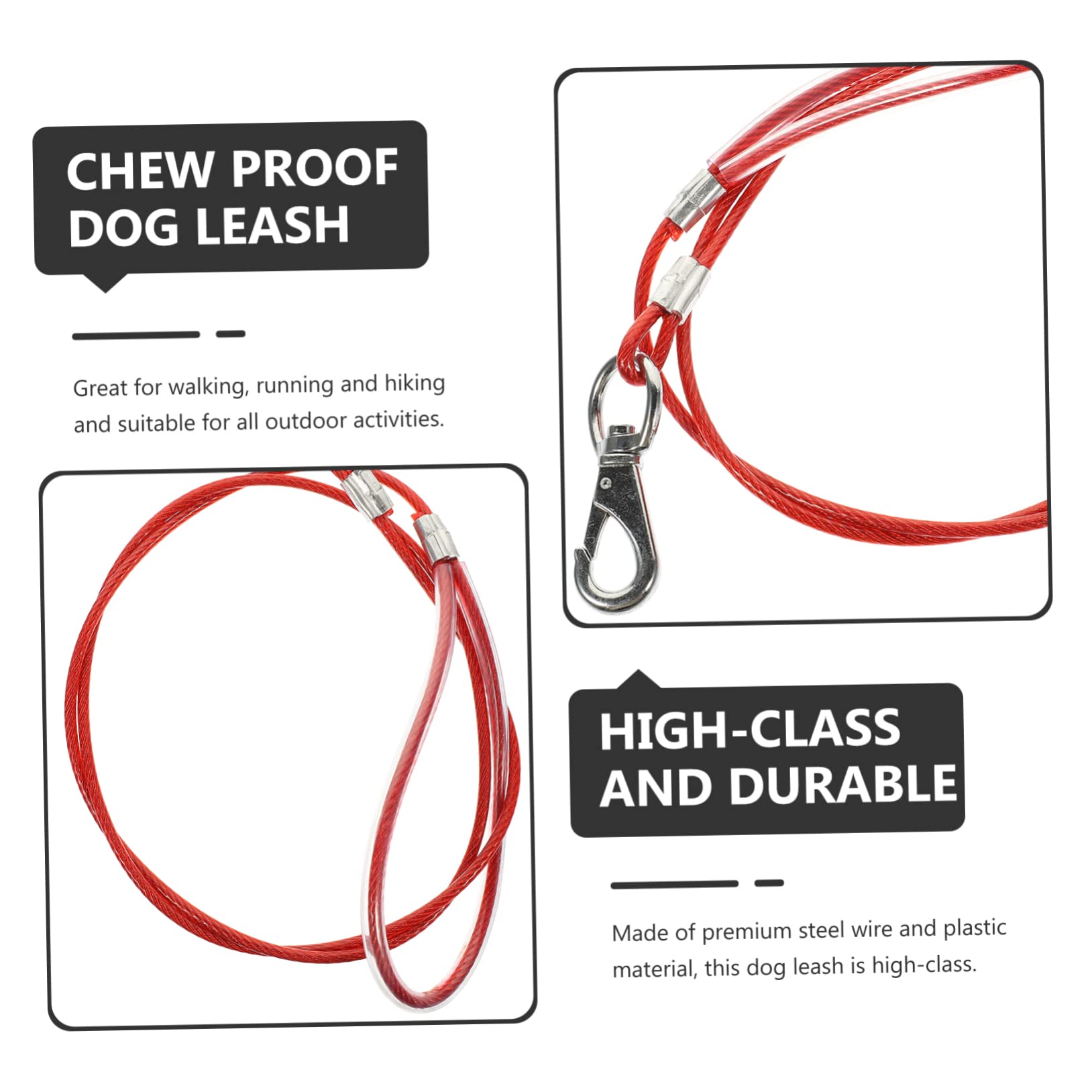 Sosoport 4pezzi Guinzaglio Per Cani Acciaio Resistente Agli Strappi Antimasticabile Accessorio Sicuro Per Passeggiate Quotidiane e Attività All Aperto