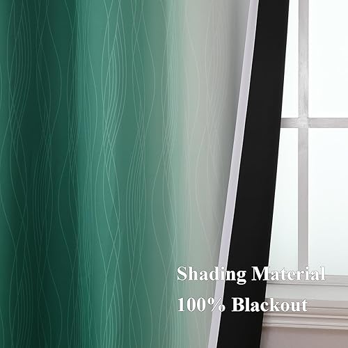 Miniatura 5 de Estelar Textiler Cortinas opacas verdes y blancas grisáceas para dormitorio, con aislamiento térmico, cortinas degradadas de 84 pulgadas de largo,
