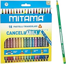 MITAMA Pastelli Cancellabili - Confezione da 18 pastelli - Mina 3.0 mm - Pastelli Colorati - Colori Scuola