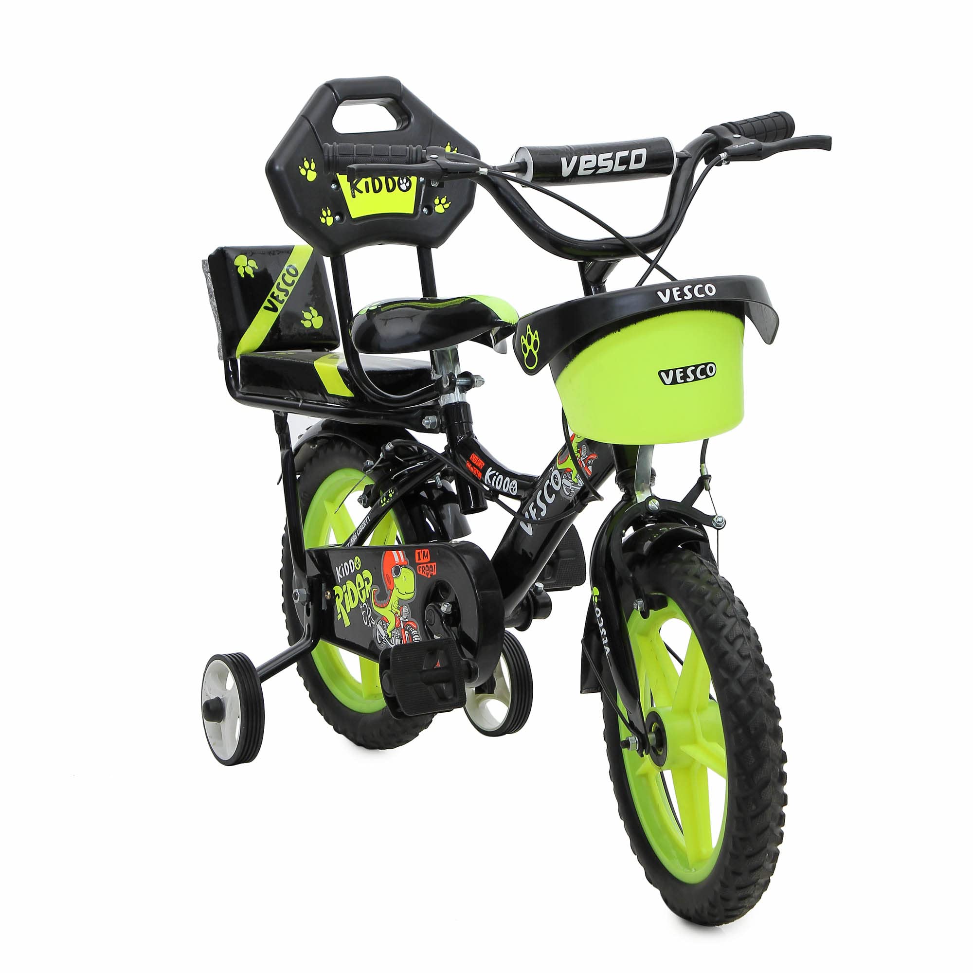 VESCO Kiddo 14T Bicycle for Kids | Rigid Suspension | Frame Size: 9 Inch | Backrest Seat & Side Training Wheel Kid Cycle | Ideal for 3 to 5 Years (Green) (B0B6FSH7LV) Amazon Price History, Amazon Price Tracker