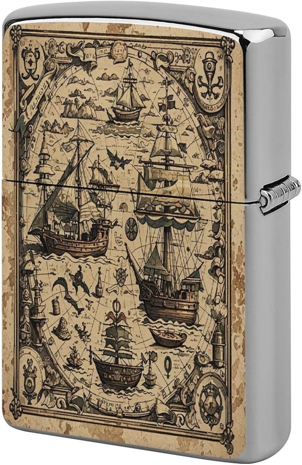 Treasure Map Maritime Pirate Lighter Case Cover Holder Lighter Sleeve