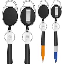 4 Pack Retractable Pen Holder with 32" Dyneema Cord, Elastic Silicone Grip