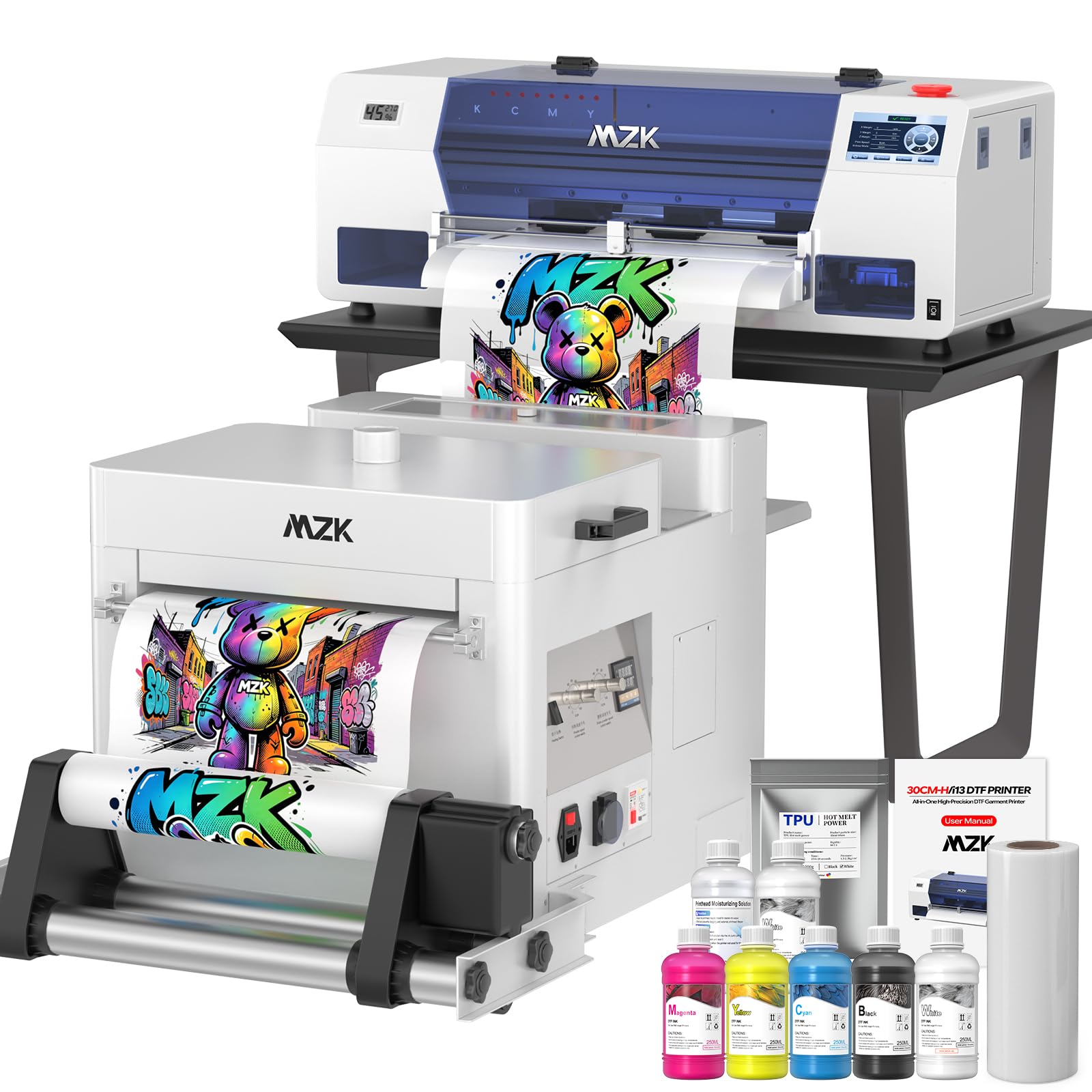 MZK 14'' A3 DTF Printer Bundle With F1080 Printhead,2X-Speed VS L1800/R1390,Auto-Cleaning Durable Mode+Ink Anti-Clog Filter system,5'' Multi-Function Touch Screen,Dual Ink Level Alert,Gift Ink 2 Years