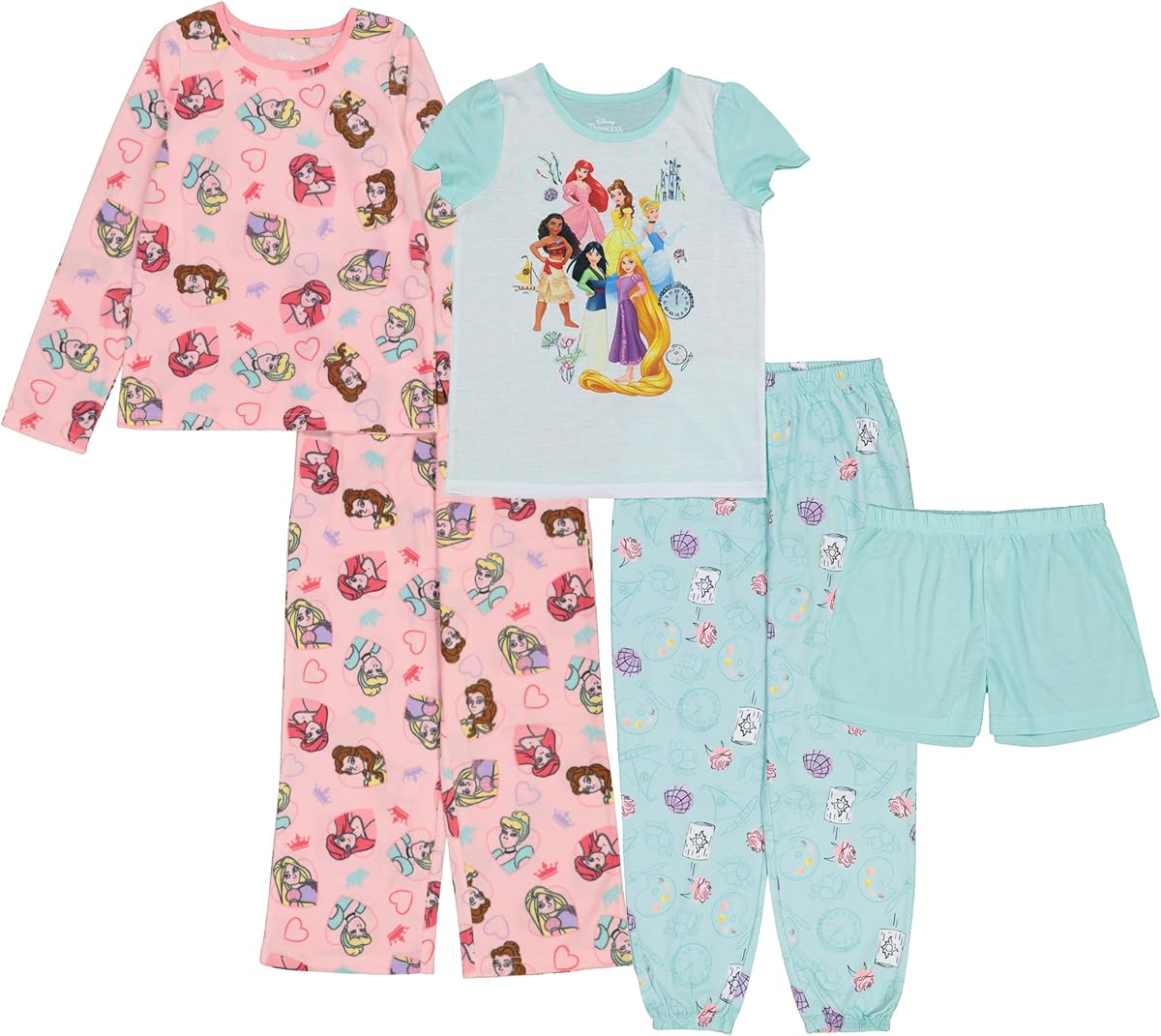 Disney Niñas Frozen | Princesa | Conjunto de pijama holgado de 5 piezas de Minnie Mouse, suave y lindo para niños