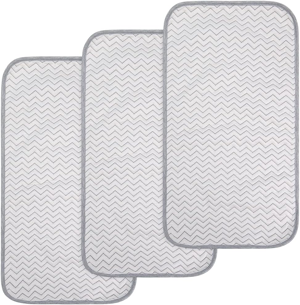 BlueSnail Ultra Soft and Absorbt Quilted Waterproof Changing Pad Liner 3pk (Gray)