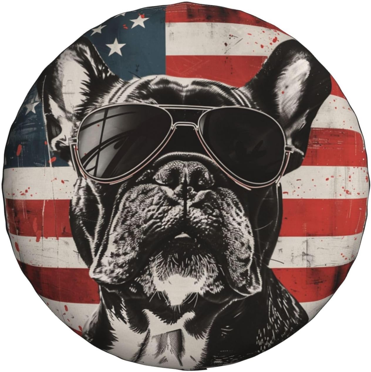 Spare Tire Cover for RV Trailer, American Flag French Bulldog Waterproof Vehicle Wheel Cover Protection for Travel Camper Truck Cars Decor 15 Inch