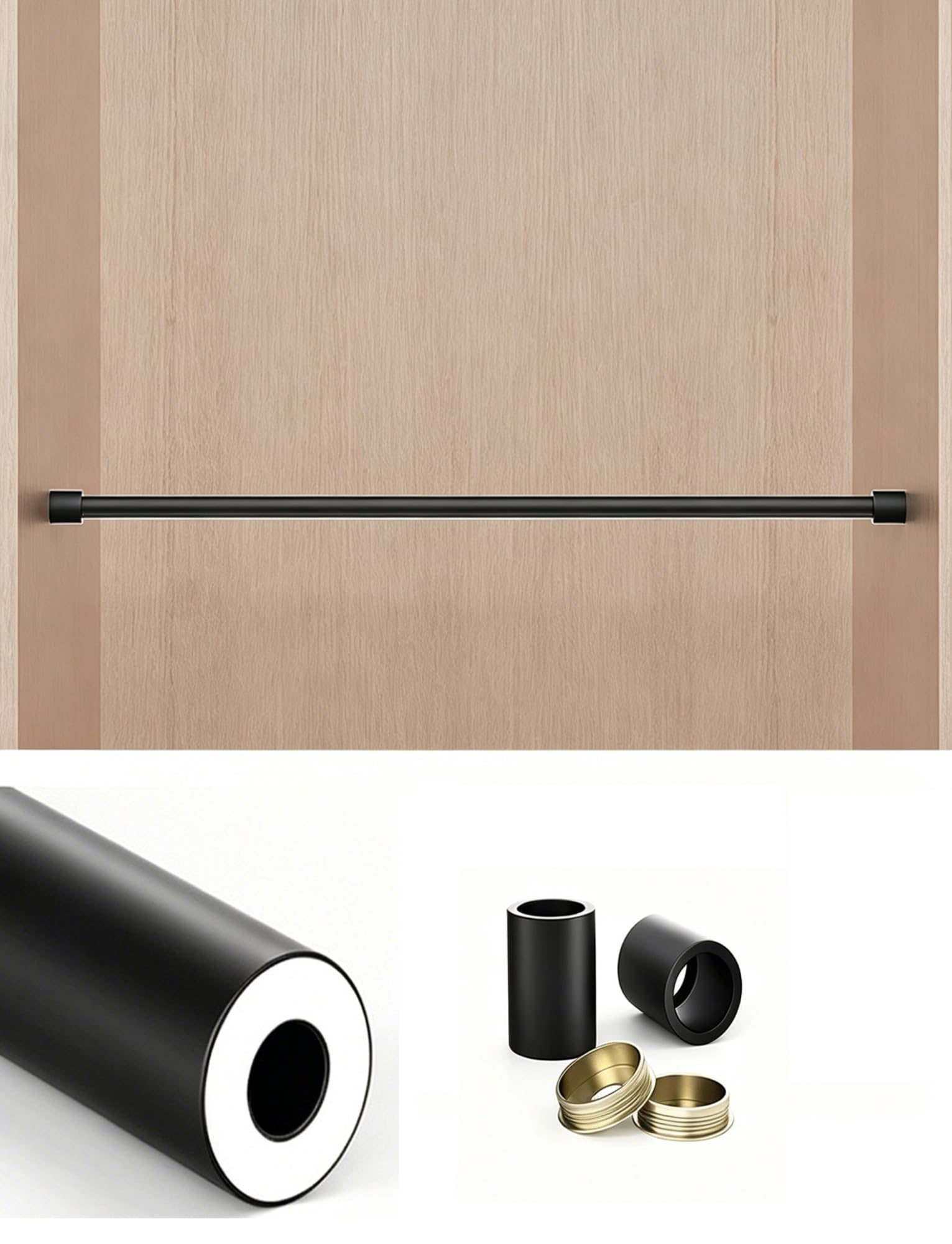 Long Floating Shelf Railing Rod, Aluminum Shelf Guardrail Set, Closet Front Decorative Rod, Multicolor, 11-42 Inch(Black,27in (69cm))