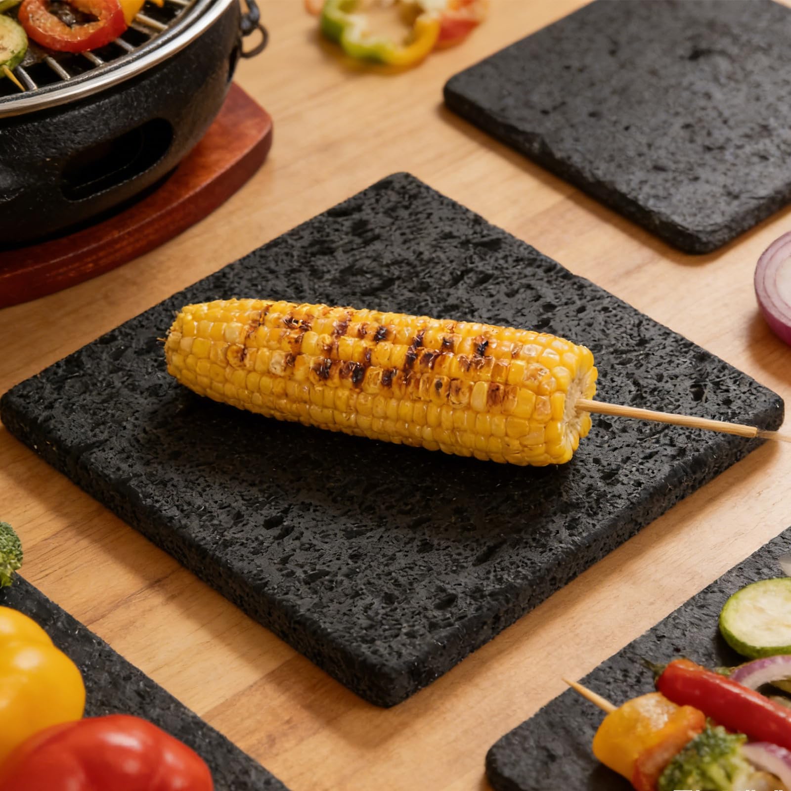 Toyvian Piedra Volcánica para Asar Parrilla Coreana de Cocina Saludable para Carne Verduras y Pescado Base de Roca Natural para Barbacoa Gas Piedra de Cocina Antiadherente y Distribución