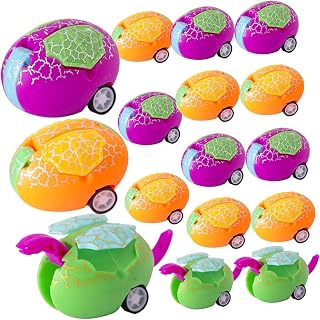 Toyvian 16pcs Dinosaur egg pull back car wind up cars kids car playsets goodie bag dtuffers miniature pull