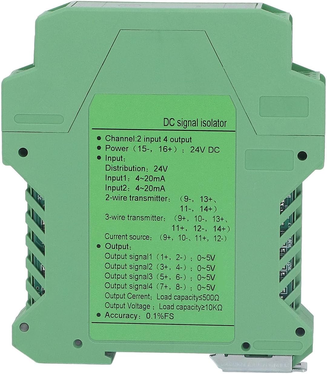 Fydun 24V T Isolator, DC 2 in 4 Out Direct Current Transmitter Conditioner Bearing Isolators PLC Detection 20mA Detect (0-5V)