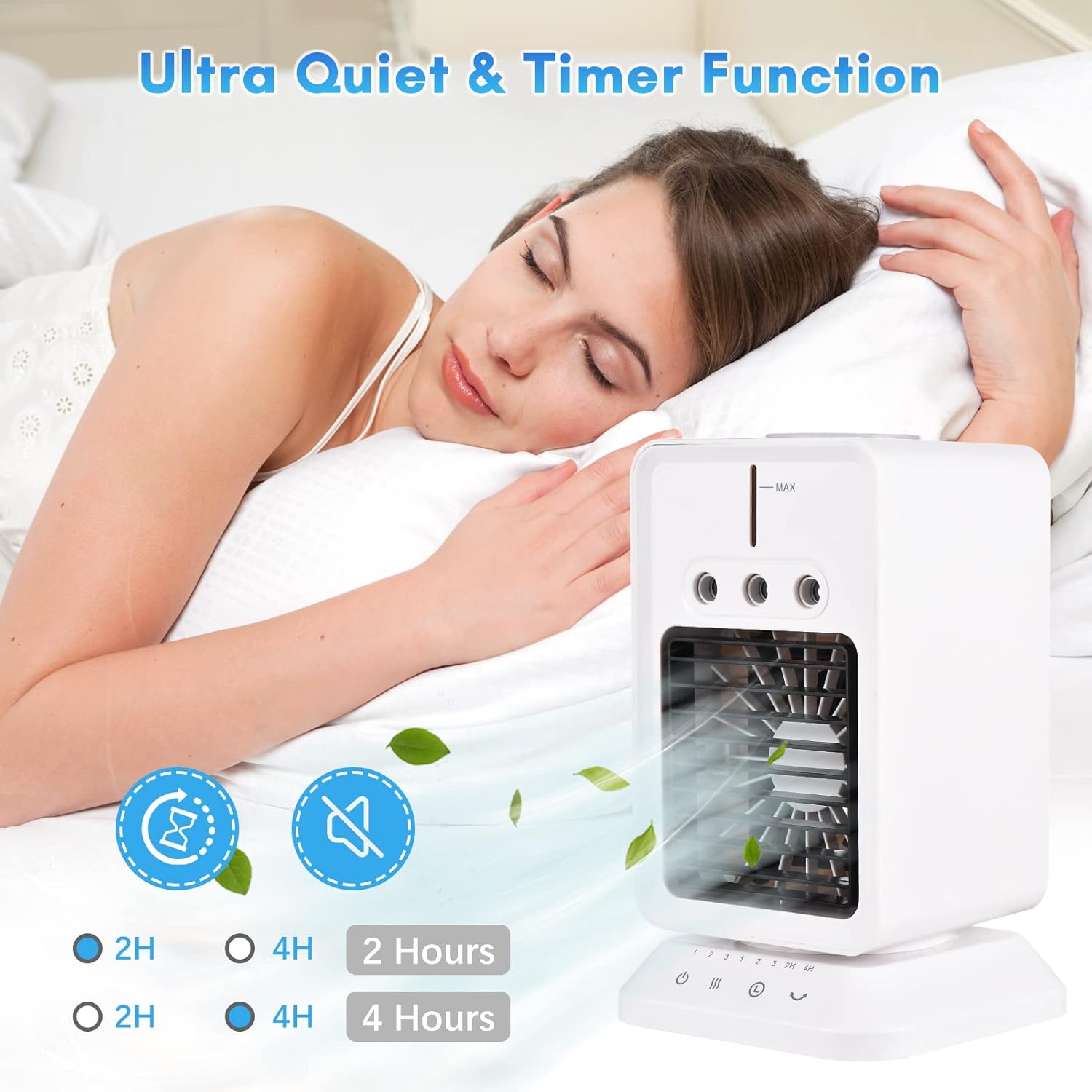 Haofy Portable Air Cooler 300ml Tank 3 Mist Levels 90 Oscillating 3 Speeds USB Rechargeable 2/4H Timer Evaporative Humidifier Fan for Home Office Bedroom Camping