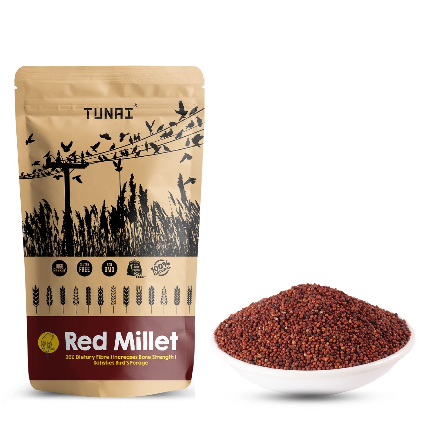 Buy Tunai Red Millets Bird Feed 450g Essential Bird Food For