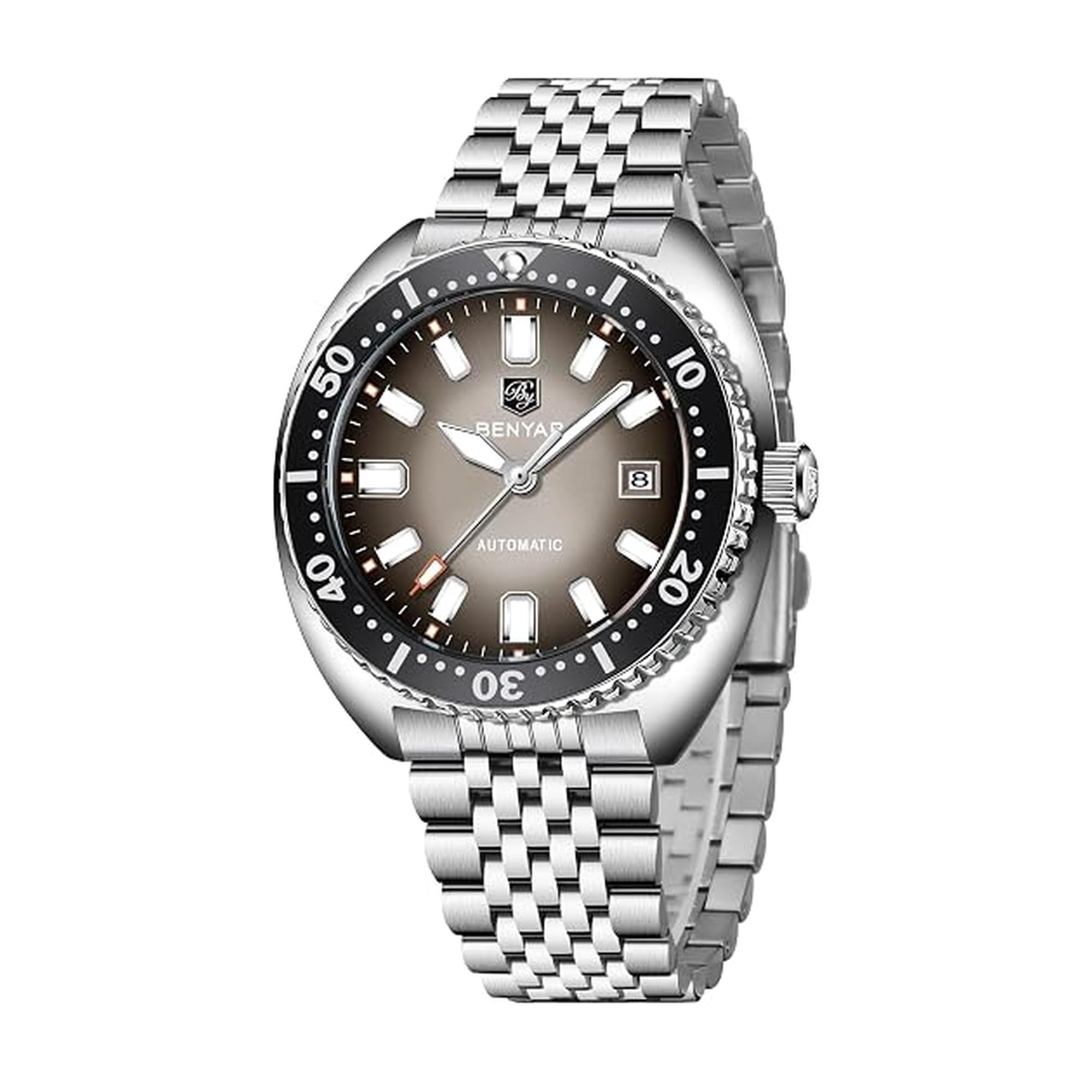 BENYAR Men's Automatic Mechanical Watch, Stainless Steel Bracelet Watch, Luminous Calenda…