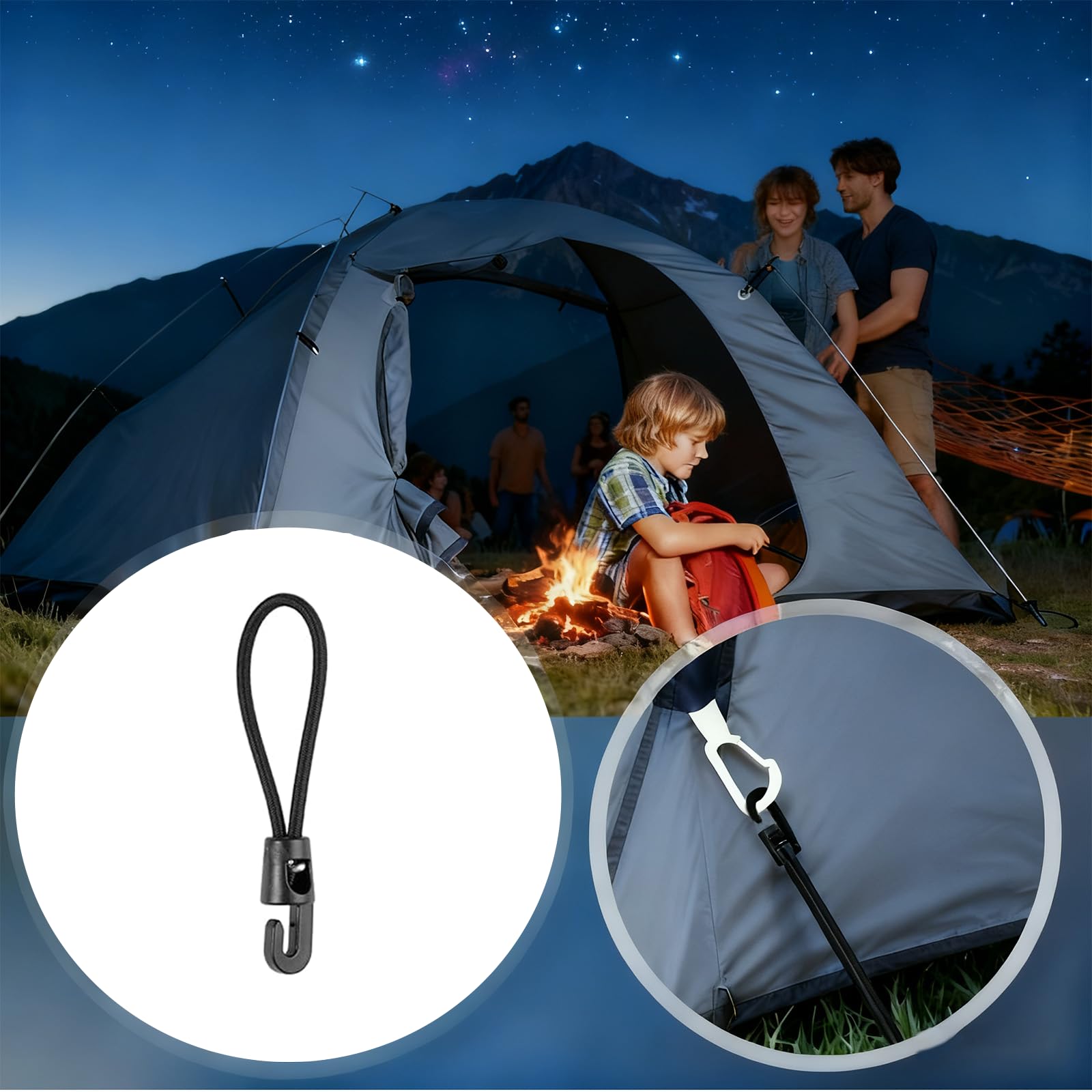 25 Elastici Con Gancio Di Fissaggio Da 10 Cm, Tenditori In Gomma Con Gancio Nero Per Teloni Da Campeggio, Bagagli, Tende, Rimorchi, Striscioni E Altro Ancora