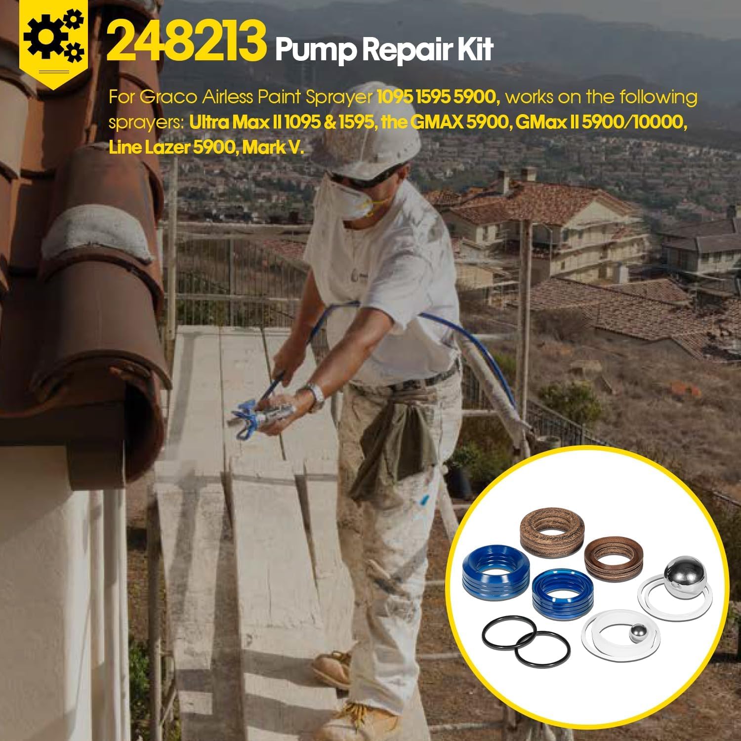 248213 - Kit di riparazione pompa per spruzzatore airless Graco UltraMax 1095 1595 GMAX 5900 - | Sostituisce 248-213 244198