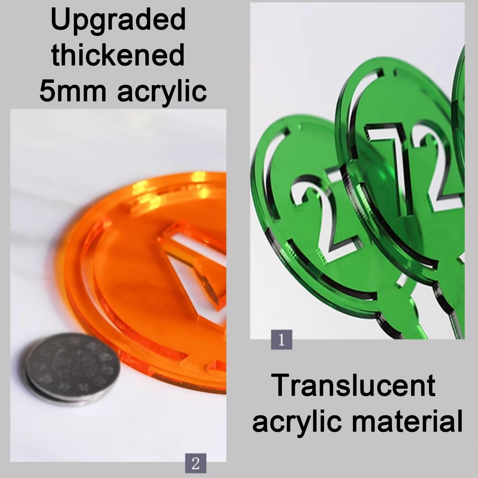 Tischnummernschilder Doppelseitige Zahlen - 5mm Transparent Hochwertiges Acryl Material - Kreuzbasis für Stabilität - Ideal für Restaurants, Veranstaltungen, Empfänge Abendessen(Noir,91-100)