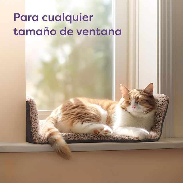 Foto 5 de 7 de Knupis Cama Ventana para Gatos 90cm - Alfombrilla Autocalentable