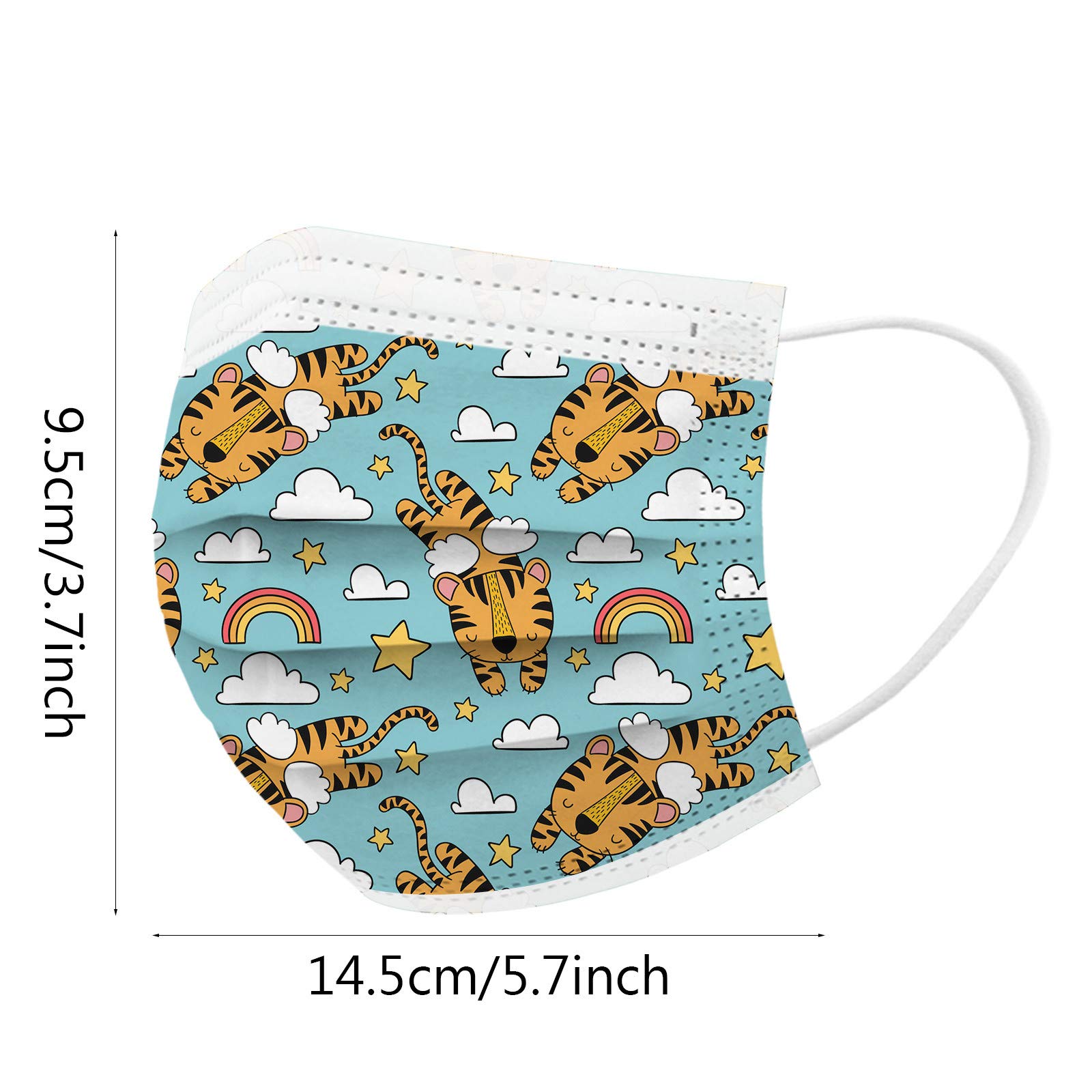 50 Pezzi Bambini Tessuto Viso Stampa Antipolvere Visiera Bocca Faccia USA e Getta 3 Strati Adatto Comfort Traspirante