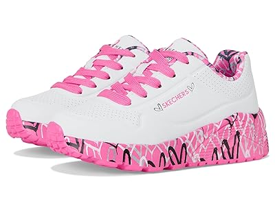 SKECHERS KIDS Uno Lite - Lovely Luv 314976L (Little Kid/Big Kid) Girls Shoes White/Hot Pink