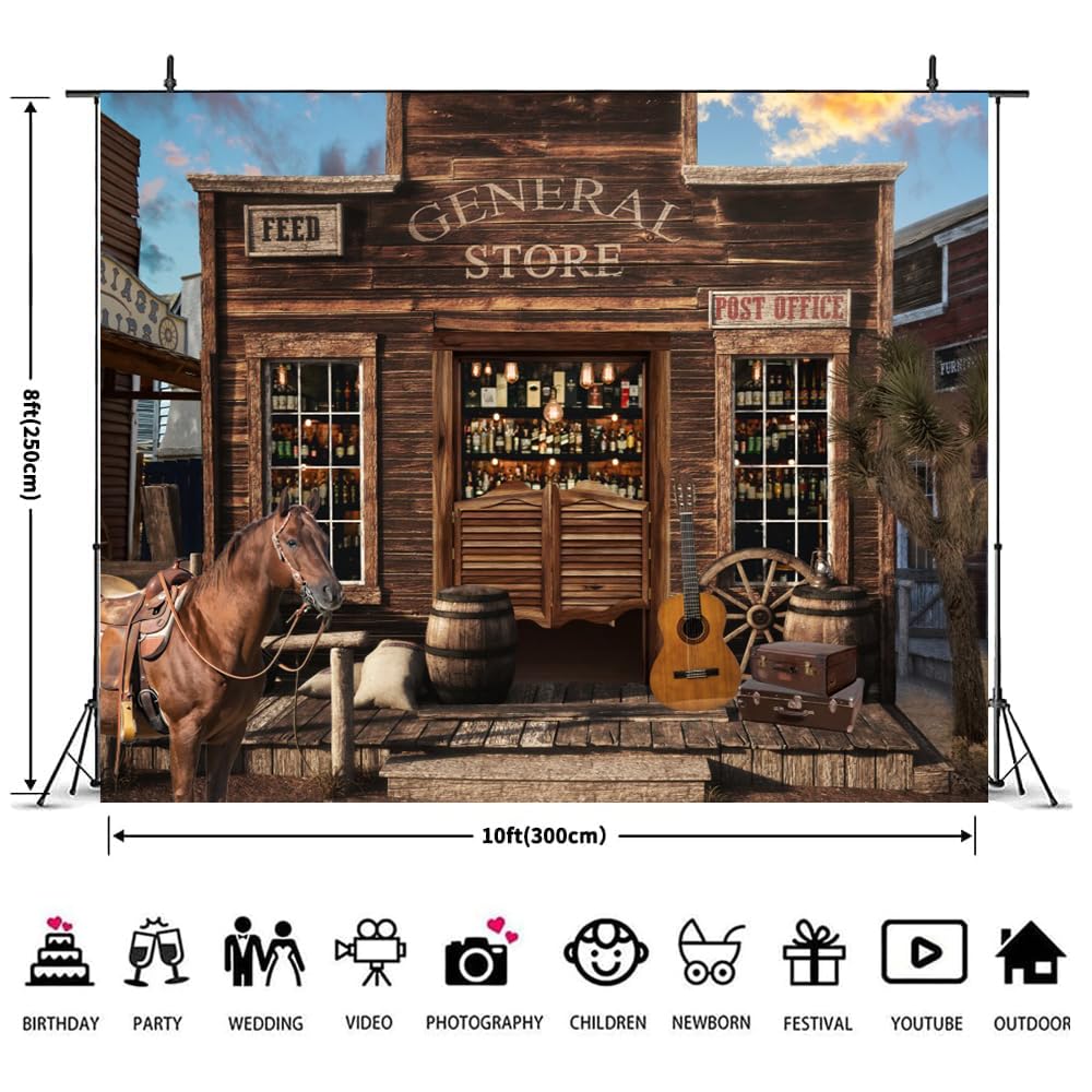 Western Cowboy Sfondo 3 x 2,4 m Western Cowboy a tema decorazioni per feste di compleanno banner country rustico salone selvaggio West cavallo fienile porta rodeo fotografia sfondo cowboy occidentale