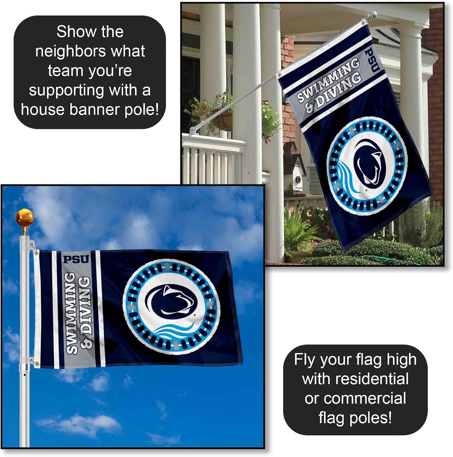 Penn State Nittany Lions Swimming and Diving 3x5 Grommet Flag