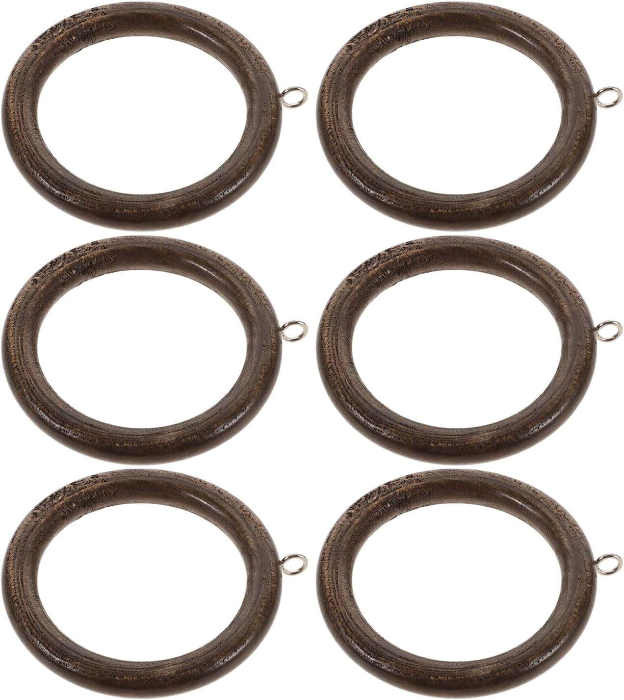 BESPORTBLE Wooden Curtain Rings with Hooks 6 pcs Drapery Rod Rings for Roman Rods Curtain Rings for Curtains Easy Install Window Treatment Hardware for Home Decor